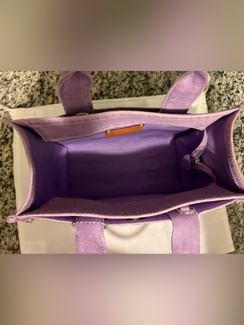 Coach Lilac Canvas Tote with Logo - Picture 4 of 10